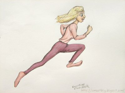 cartoon girl running fast